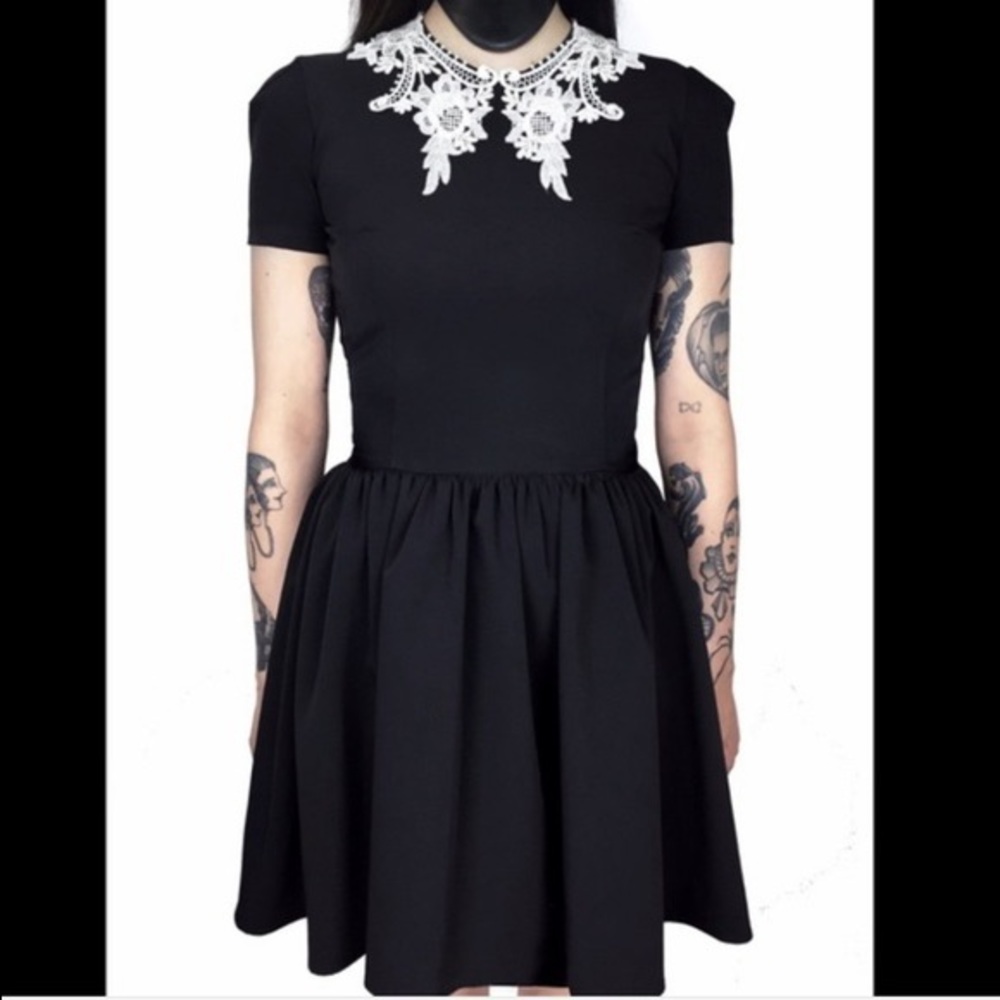 Deandri Roselle Sheer Lace Collar Dress XS Goth